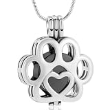 VCCWYQK Joyería de cremación para cenizas para perro o gato de acero inoxidable con medallón conmemorativo collar interior de mini estuche joyería de cremación para mascotas (C-Acero+Negro)