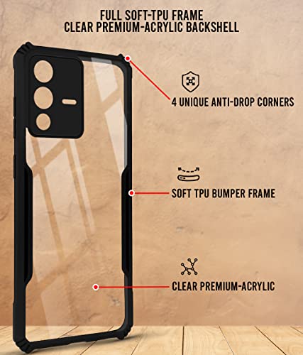 Image of Jkobi Back Cover Case for Vivo V23 Pro 5G (Crystal Glass Back | Camera Protection | Shockproof Bumpers | Professional Black)