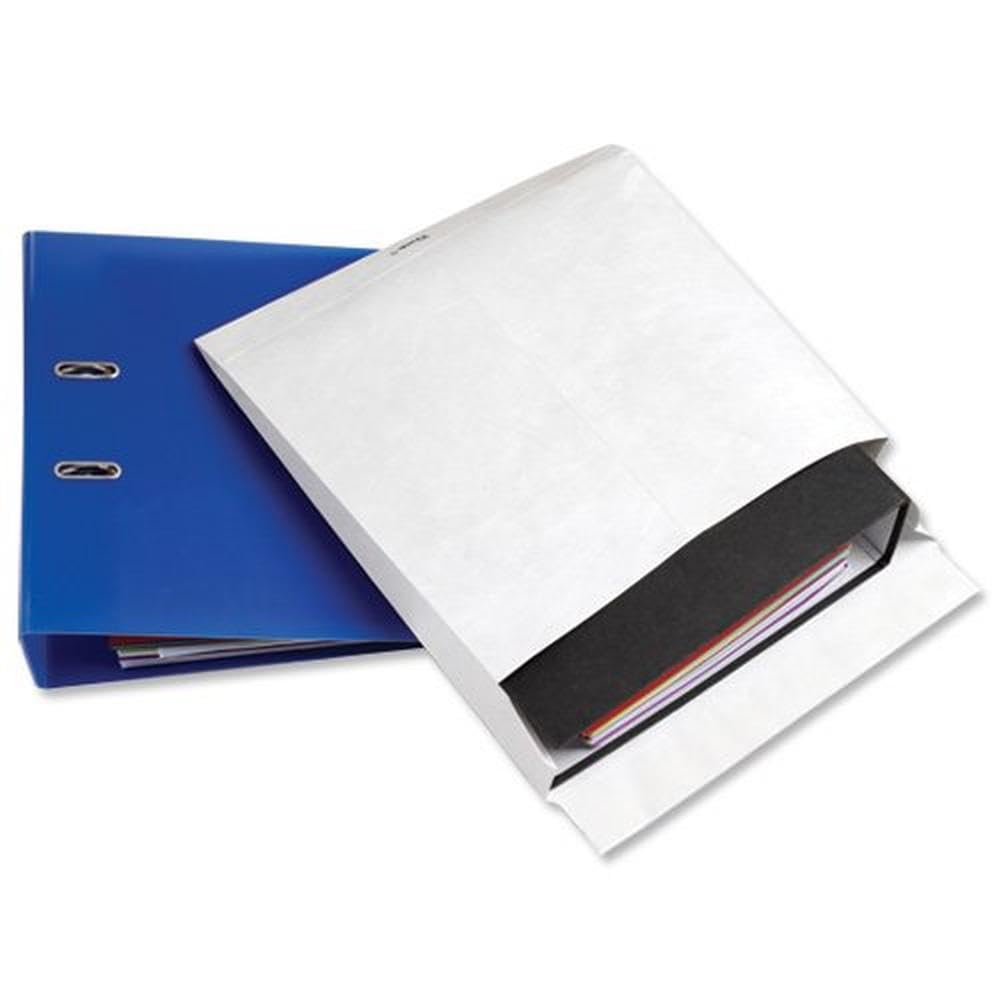 Tyvek 00067158 Ordnerfaltentasche 326x318x70 mm - 68g weiß - haftklebend | 50 Stück - Ideal für den sicheren und geschützten Versand von Dokumenten -
