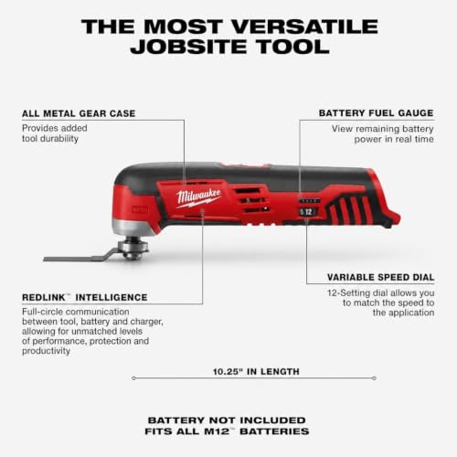 Milwaukee 2426-20 M12 12 Volt Redlithium Ion 20,000 OPM Variable Speed Cordless Multi Tool with Multi-Use Blade, Sanding Pad, and Multi-Grit Papers (Battery Not Included, Power Only) - image 3