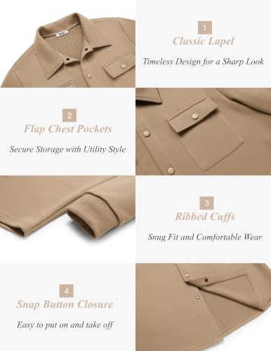 COOFANDY 2 Piece Set for Men Cargo Jacket Tracksuit Athletic, Khaki, Medium - image 5