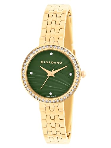 Giordano Analog Stylish Watch for Women with Crystal Bezel & Textured Dial and Stainless Steel Strap