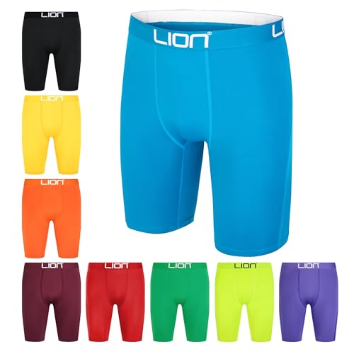 LION SPORTSWEAR Compression Shorts for Football & Sports Multi-Purpose Base Layer for Men & Kids Ideal for Gym Training & Running - Royal Blue | Large Kids