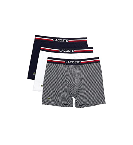 Lacoste - Mens Boxer Briefs Pack 3 French Flag Iconic Lifestyle, Size: Large, Color: Navy Blue/White #TOP10