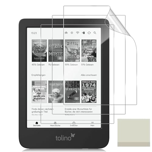 TUTUO 3 Stück Schutzfolie für Tolino Shine 4/5 / 5 Color 2024 Displayschutz, Blasenfrei, Anti-Kratzer, [Flexible Folie] TPU Displayschutzfolie, Anti-Staub HD Folie