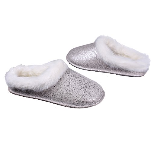 ofoot Womens Winter Warm Moccasin Suede Faux Fur House Slippers MulesThick Memory Foam Furry House Shoes Indoor Outdoor Non-Slip Rubber Bottoms2