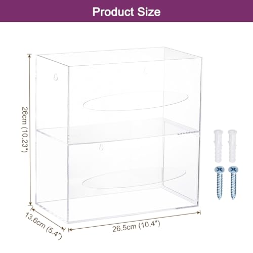 Image of uxcell Trash Bag Dispenser Roll Holder, Wall Mount Acrylic Garbage Bag Dispenser Roll Holder Double Sided for Garbage Bag Grocery Shopping Bag, (26.5 x 5.4 x 10.23 inches)