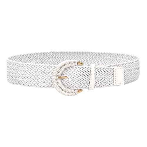ZGDEIWGF 1 pieza de cinturón de ratán, cinturón blanco de mujer, cinturón ancho de mujer, cinturón tejido de mujer