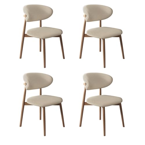 ZDFTGKM Sedie da Cucina in Legno Imbottite, Set da Pranzo Moderno di metà secolo, Facili da Pulire, comode e robuste per Il Soggiorno, Color Noce Chiaro + Cachi, 4 Pezzi