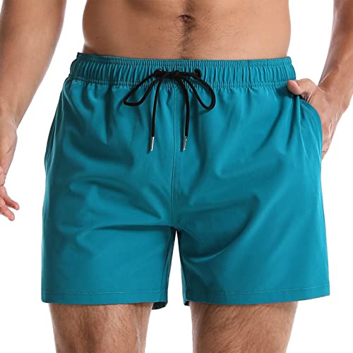 Surenow Mens Swimming Trunks Quick Dry Swim Shorts With Mesh Lining Funny Swimwear Bathing Suits Beach Shorts Peacock Blue #TOP1