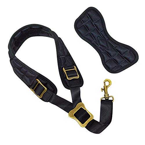 adorence padded saxophone neck strap - comfortable sax strap with breathable removable amp washable padded neck cushion - h04 black