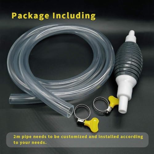 Image of Fuel Transfer Pump Kit - High Flow Manual Siphon Oil Remover Pump with 1 Meter Pipe for Petrol, Diesel, Water & Oil, Portable Liquid Transfer Pump for Car, Bike & Fish Tank