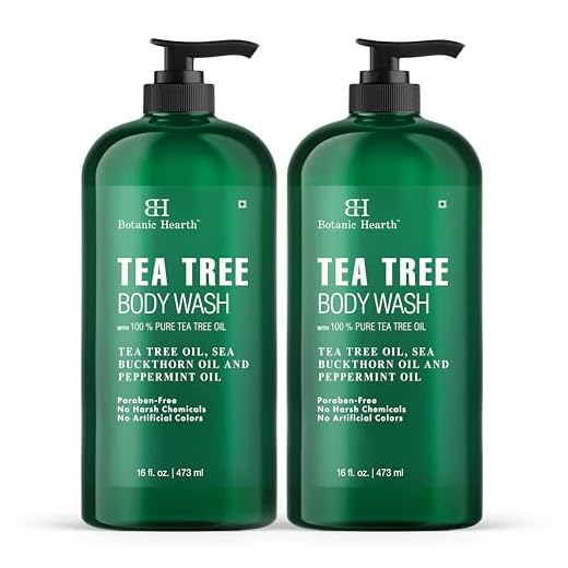 Botanic Hearth Tea Tree Body Wash, Helps Nail, Athletes Foot, Ringworms, Jock Itch, Acne, Eczema & Body Odor, Soothes Itching & Promotes Healthy Skin and Feet, Naturally Scented,16 fl oz 2 Pack