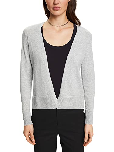 ESPRIT Women's Open Knitted Cardigan, STANDARD, LIGHT GRAY, L
