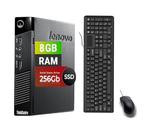 Lenovo ThinkCentre M93 Tiny PC Ordinateur de Bureau, Intel Core i5-4570T 3.2GHz, 8GB RAM, 256GB SSD, Clavier QWERTY américain, Souris, USB WiFi, Windows 11 Pro(Reconditionné)