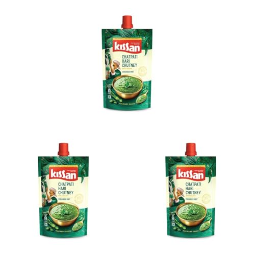 Image of Kissan Chatpati Hari Chutney, 200g, For Flavorful & Versatile Meals, With Fresh Coriander, Mint & Green Chillies, Silbatta-Like Texture, Sourced From Indian Farms, Ready To Eat (Pack of 3)