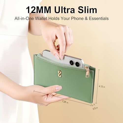 Image of Travelambo Leather Wallets for Women Slim RFID Blocking Bifold Credit Card Holder Wallet