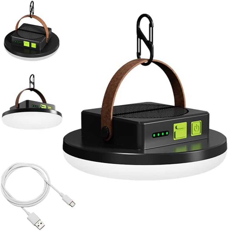 Camping Light Rechargeable, 4500LM 45W Tent Light with Hook, Solar & USB Fast Charging, Long Battery Life, 4 Light Modes, Hanging Portable Lamp for Power Outages, Camping Gear, Emergency, Outdoor