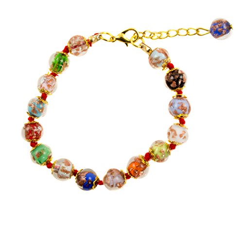 Just Give Me Jewels Genuine Venice Murano Sommerso Aventurina Glass Bead Red Strand Bracelet in Multi, 8