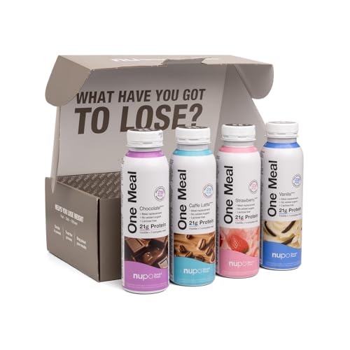 NUPO Ready To Drink TASTER PACK I Meal Replacement Shakes I 4 Flavours I Low Calorie & Lactose free
