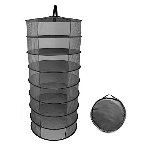 BESTOMZ 60 CM Deshidratador de Alimentos 8 Capa Portátil Plegable Secado Colgante Net Mesh Storage Organizador Net Rack Estante para la Planta de Jardín de Picnic de Pesca