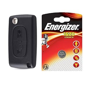 Sleutelbehuizing met 2 toetsen voor Peugeot – Groeven lemmet en batterijvak