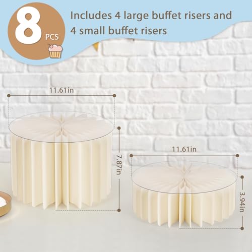 Image of Flenpptly 8 Pcs Buffet Risers, Food Risers for Buffet Table, White Food Display Risers for Party Buffet Risers and Stands for Show Catering Desserts, Food, Jewelry (8 Pcs)