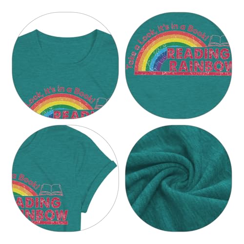Image of Take a Look It's in a Book Shirt for Women Funny Reading Rainbow Graphic T Shirt Book Lover Gift Tee Tops