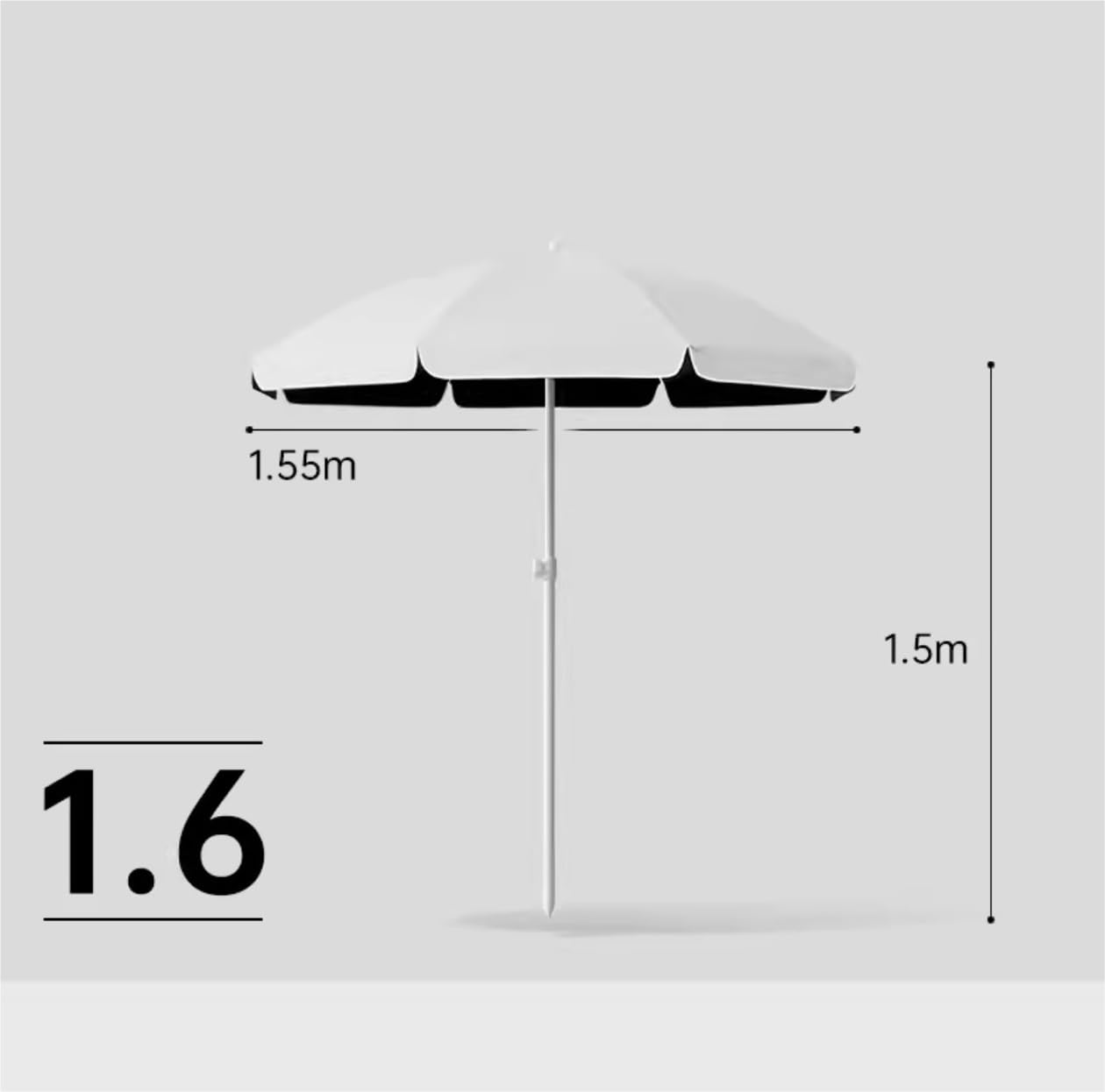 Parasole 5,2FT Parasol Plażowy Oxford Tkanina Parasol Ogrodowy Przenośny Baldachim Piknikowy Parasolka Przeciwsłoneczna Parasol Ogrodowy Z 8 Żebrami Parasol Ogrodowy(White)