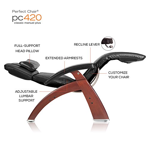 Human Touch Perfect Chair "Pc-420" Premium Full Grain Leather Hand-Crafted Zero-Gravity Walnut Manual Recliner, Espresso #TOP3