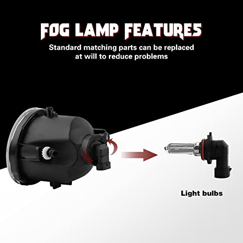 Rp Remarkable Power, Fog Light For 2000-2006 Tundra (Not Fit Steel Front Bumper Models)/ 2001-2007 Sequoia With 9006 12V 51W Halogen Bulbs And Wiring Harness& Switch Clear Lens Front Bumper Lamps Kit #TOP5