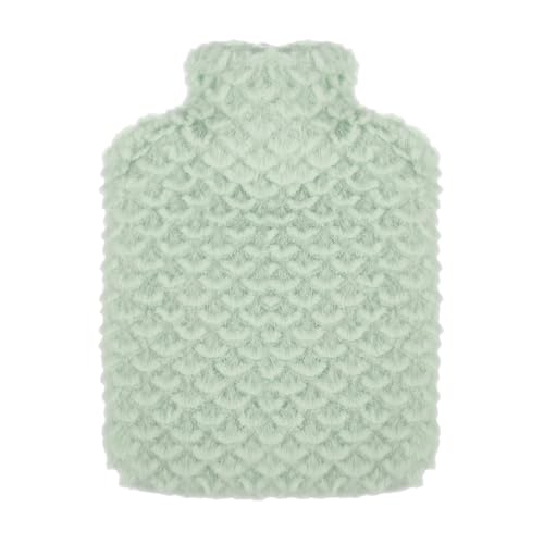 Borsa dell'acqua calda da 500 ml, stile sirena, piccola borsa dell'acqua calda con copertura scaldamani con morbida copertura in finta pelliccia di alta qualità, borracce 2 in 1, per donne e anziani