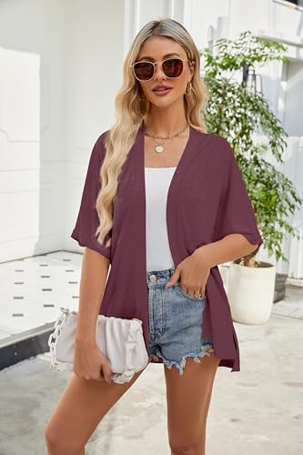 Image of Yekaty Lightweight Cardigans for Women Casual Summer Short Sleeve Cardigan Open Front Beach Coverups 2026