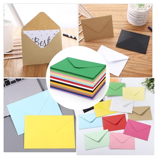 120 Stück Mini Briefumschläge Bunt, 10.3x8cm Farbige Briefumschläge Papier, 15 Farben Kleine Umschläge mit 2 Blatt Selbstklebende Aufklebern für Geburtstage, Hochzeiten, Partys
