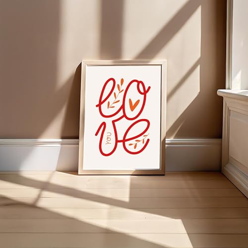 Image of BLINKART love typography Aesthetic Modern Art Walls With Frame | Natural Wood Texture | Living Room Bedroom Office Wall Decoration | Poster Home Decor Frames Wall Bedroom | 12x8 Inches (D62)