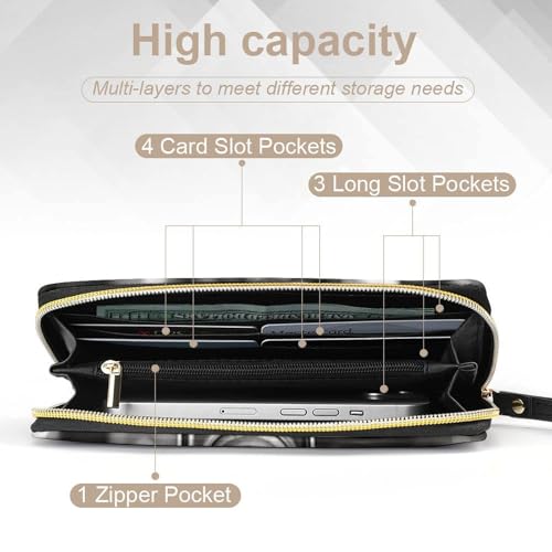 Womens Leather Wallets Vintage Camera Wallet for Women Large Capacity Card Phone Holder Ladies Purse with Wriststrap4