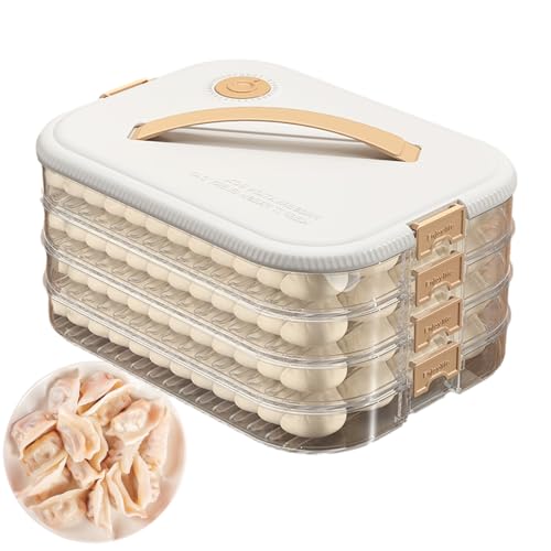 Porta bolas de hervida de 4 capas – Contenedor grande apilable para galletas, bandeja de almacenamiento con asa de tapa | Contenedores de conservación de alimentos con grabadora de tiempo para