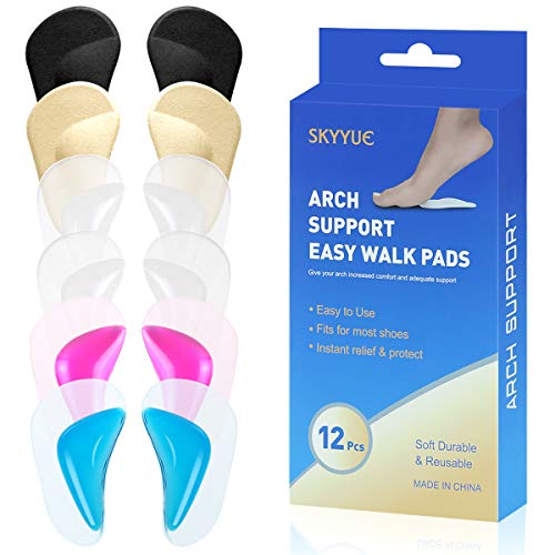 Arch Support Pads for Men & Women,Arch Shoe Insoles for Flat Feet, Reusable Arch Inserts Cushions for Plantar Fasciitis, Adhesive Arch Pad for Relieve Pressure and Feet Pain-(6 Pairs) for M5-13/W7-15