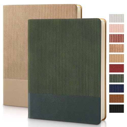 Image of Lined Journal Notebook for Work College Ruled Note Book 7.2 inchx9.6 inch B5 PU Leather Daily Journaling 160 Pages for Women Men Writing Home School Supplies Business (Khaki /Green)
