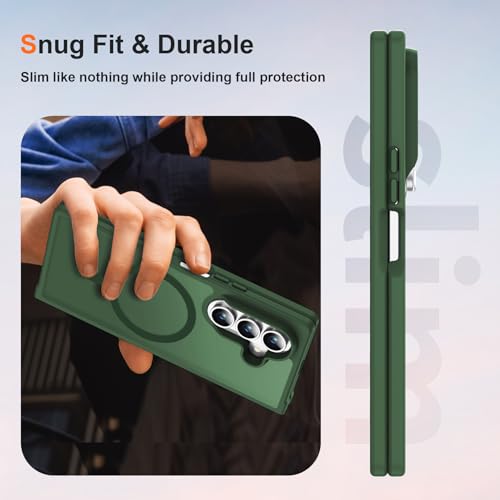 Image of ORETECH Magnetic for Samsung Galaxy Z Fold 7 Case, Translucent Back Non-Slip Hard PC Shockproof Bumper Protective Phone Case Cover for Samsung Z Fold 7 - Green