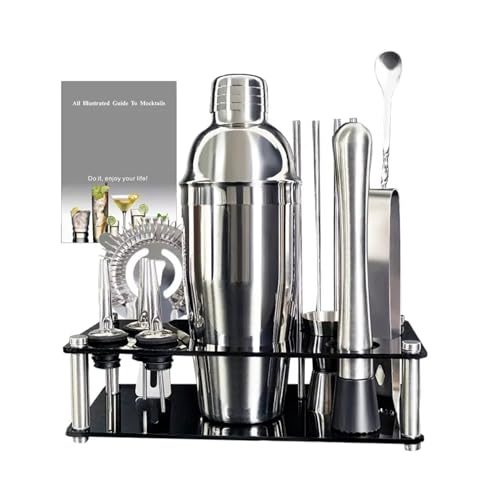 Kit de 13 piezas para hacer cócteles: agitadores de acero inoxidable de 750 ml y 600 ml, juego de camarero con jigger, mortero y colador (coctelera de 750 ml)