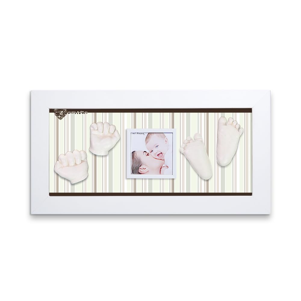 Momspresent Baby Hand Print and Foot Print Deluxe Casting kit with White Frame9