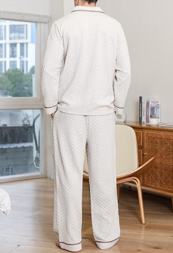 Vulcanodon Mens Pajama Set, Soft Long Sleeve Pajamas for Men with Pockets & Front Fly Luxury Button Down Men's Sleepwear2