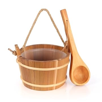 wooden bucket and ladle