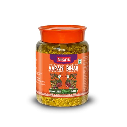 Image of Nilon's Aapan Bihar Green Chilli Pickle (475g) Homemade Hari Mirch Ka Aachar | Spicy Pickle in Authentic Bihari Style with Green Chilli, Mustard Oil & Spices with No Added Artificial Colour