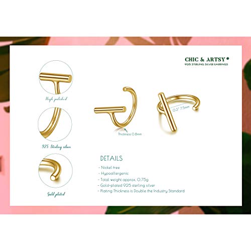 Half Hoop Earrings Gold Plated 925 Sterling Silver Bar Huggie Hoop Earrings For Women Open Hoop Earrings Small Hugger Hoop Earrings #TOP4