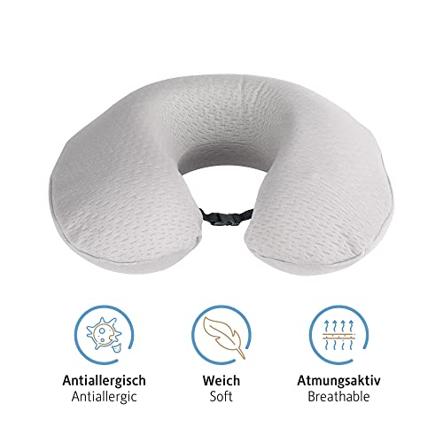 Komfortec Reisekissen, Memory Schaum Nackenhörnchen, Nackenkissen für Flugzeug, Auto, Bus, Zug und Camping U-Form Memory Foam Travel Pillow, Leicht, Grau - Image 4
