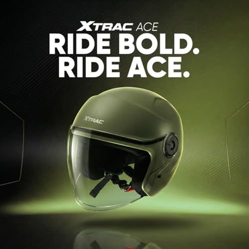 Image of Xtrac Ace Open Face Light Weight Helmet for Men & Women | ISI Certified | Green | XL