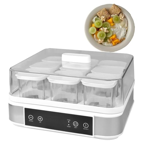 Yogurt Maker, máquina digital automática con 9 tarros de vidrio, control de temperatura y tiempo para preparar postres caseros frescos
