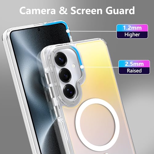 Image of Magnetic Case for Samsung Galaxy S26 Plus [Compatible with Magsafe] [Cute Fashion Fluorescent Design] [1 Screen Protector] Slim Translucent Matte Case for Galaxy S26 Plus 6.7 inch, White